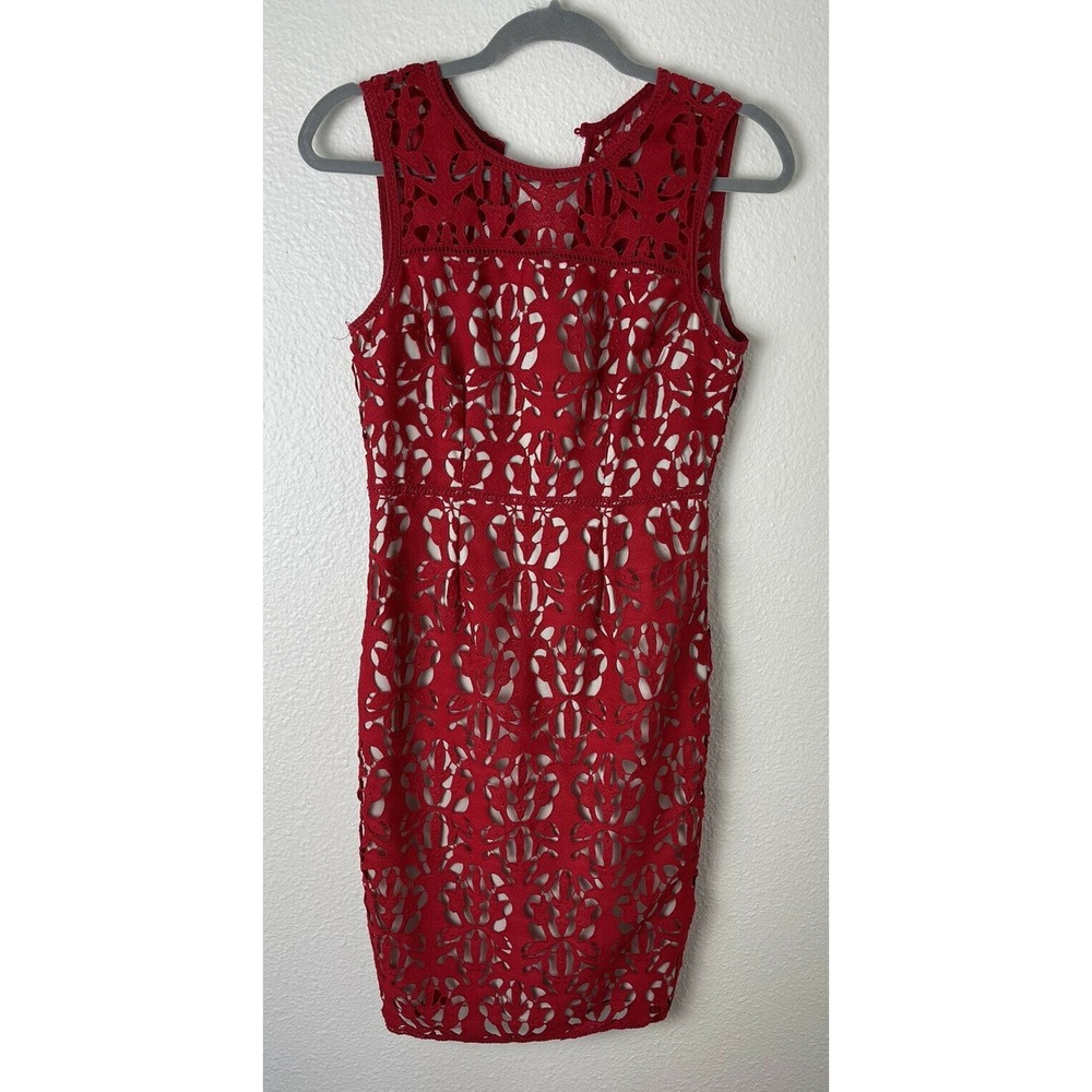 Worthington Women's Red/‎ Beige Lace Lined Dress Size 6 Sleeveless Wedding Sz 6